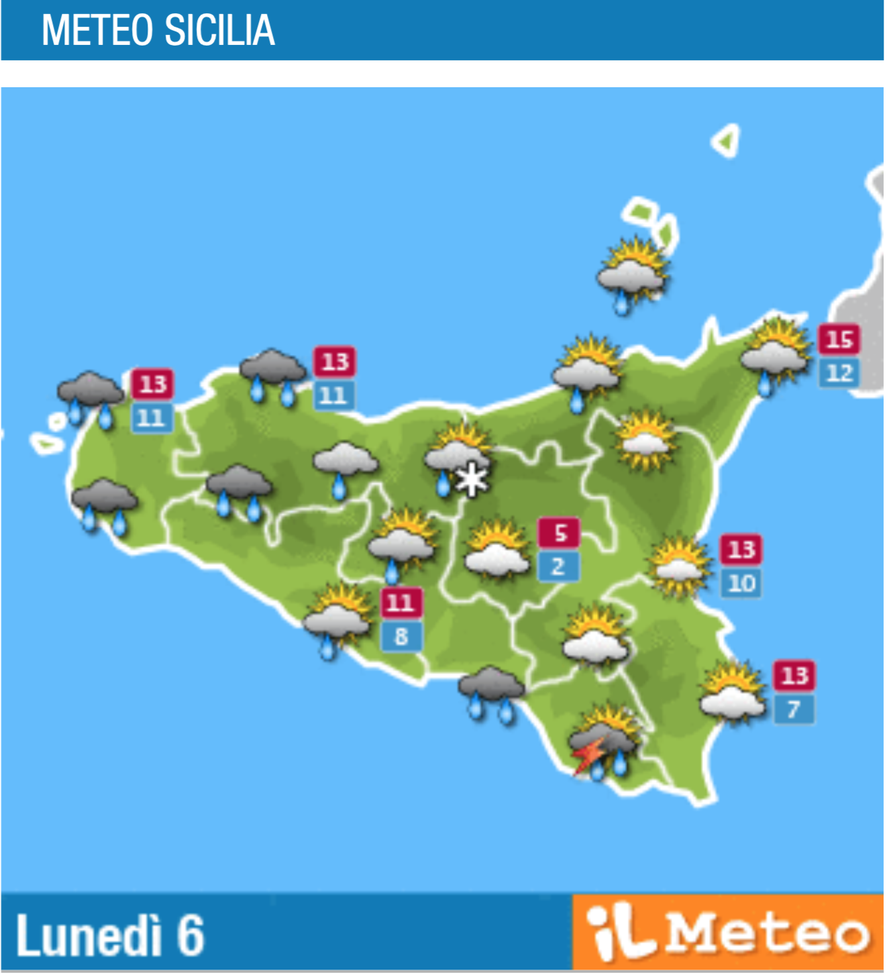 Meteo, Palermo: pioggia e schiarite, le previsioni di lunedì 6 dicembre Meteo, Palermo: pioggia e schiarite, le previsioni di lunedì 6 dicembre - immagine 1