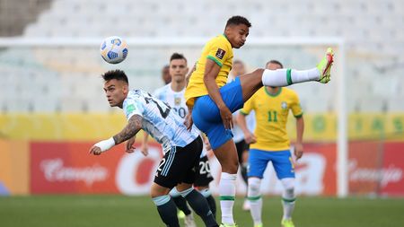 SAO PAULO, BRAZIL - SEPTEMBER 05: Lautaro Martinez of Argentina fights for the ball with Danilo of Bolivia during a match between Brazil and Argentina as part of South American Qualifiers for Qatar 2022 at Arena Corinthians on September 05, 2021 in Sao Paulo, Brazil. (Photo by Alexandre Schneider/Getty Images) SAO PAULO, BRAZIL - SEPTEMBER 05: Lautaro Martinez of Argentina fights for the ball with Danilo of Bolivia during a match between Brazil and Argentina as part of South American Qualifiers for Qatar 2022 at Arena Corinthians on September 05, 2021 in Sao Paulo, Brazil. (Photo by Alexandre Schneider/Getty Images)