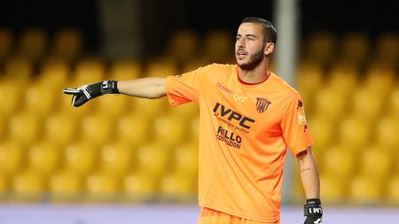 BENEVENTO, ITALY - JULY 27: Lorenzo Montipò of Benevento Calcio gestures during the serie B match between Benevento Calcio and ChievoVerona at Stadio Ciro Vigorito on July 27, 2020 in Benevento, Italy. (Photo by Francesco Pecoraro/Getty Images)