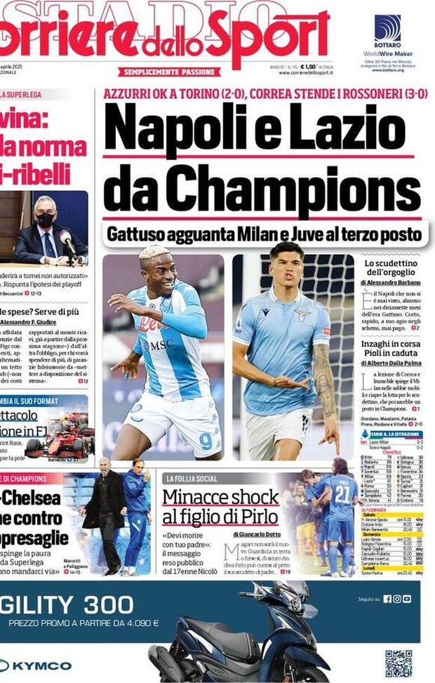 Il Corriere dello Sport, la prima pagina di oggi, martedì 27 aprile 2021 Il Corriere dello Sport, la prima pagina di oggi, martedì 27 aprile 2021