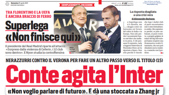 Prima Pagina, Corriere dello Sport: &#8220;Conte agita l&#8217;Inter. E dà una stoccata a Zhang jr&#8221; 