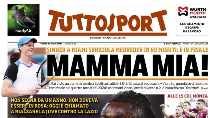 PRIMA PAGINA TUTTOSPORT OGGI