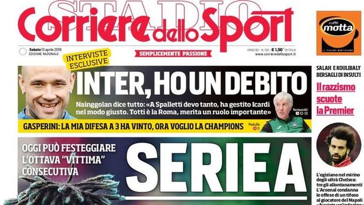 Prima Pagina, Corriere dello Sport: “Serie A killer. Il razzismo scuote la Premier. Champions, sabato capitale  Prima Pagina, Corriere dello Sport: “Serie A killer. Il razzismo scuote la Premier. Champions, sabato capitale