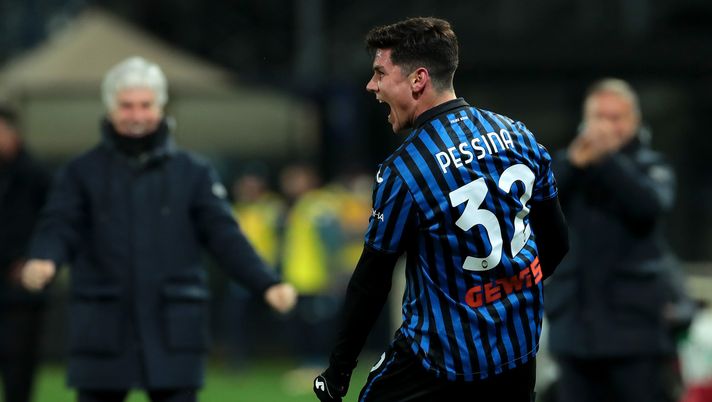 BERGAMO, ITALY - FEBRUARY 10: Matteo Pessina of Atalanta celebrates after scoring their side's second goal during the Coppa Italia match between Atalanta BC and SSC Napoli at Gewiss Stadium on February 10, 2021 in Bergamo, Italy. Sporting stadiums around Italy remain under strict restrictions due to the Coronavirus Pandemic as Government social distancing laws prohibit fans inside venues resulting in games being played behind closed doors. (Photo by Emilio Andreoli/Getty Images) BERGAMO, ITALY - FEBRUARY 10: Matteo Pessina of Atalanta celebrates after scoring their side's second goal during the Coppa Italia match between Atalanta BC and SSC Napoli at Gewiss Stadium on February 10, 2021 in Bergamo, Italy. Sporting stadiums around Italy remain under strict restrictions due to the Coronavirus Pandemic as Government social distancing laws prohibit fans inside venues resulting in games being played behind closed doors. (Photo by Emilio Andreoli/Getty Images)