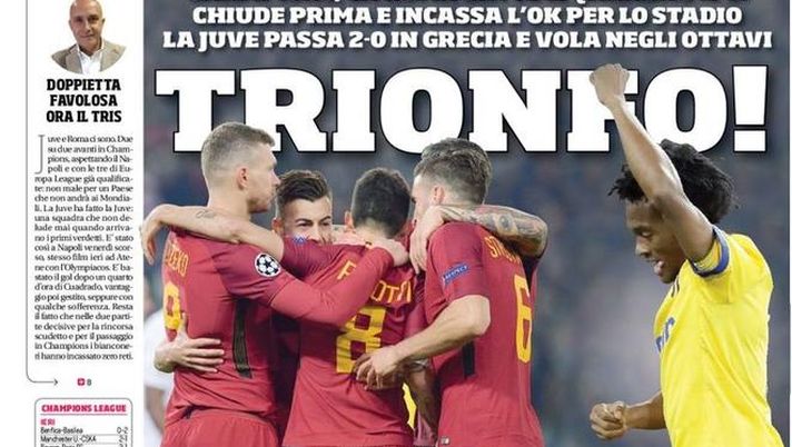 Prima Pagina, Corriere dello Sport: “Trionfo! Napoli tifa Pep. Mata-Joao Mario, affare per l’Inter” 