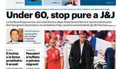 Prima Pagina, Giornale di Sicilia: “Under 60, stop pure a J&J. Eriksen, dramma e sollievo”