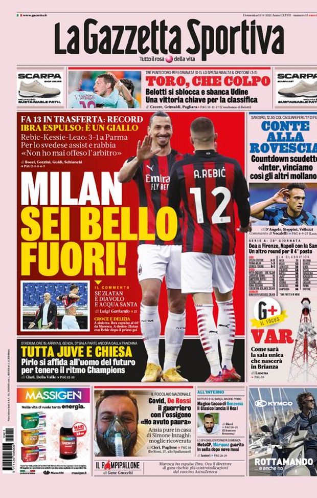 Prima Pagina, La Gazzetta dello Sport: “Milan, sei bello fuori. Conte alla rovescia. Tutta Juve e Chiesa” 