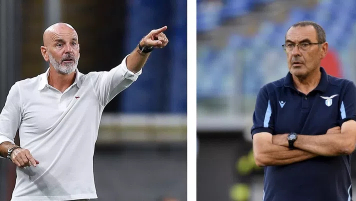 Stefano Pioli (allenatore AC Milan) e Maurizio Sarri (allenatore SS Lazio) saranno rivali nella partita di domenica | Milan News (Getty Images)