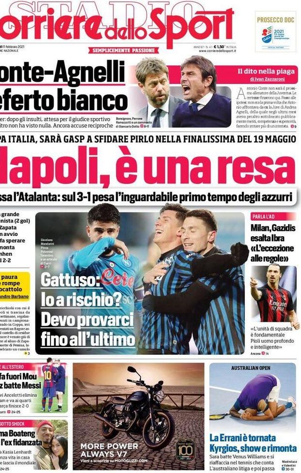  Il Corriere dello Sport, la prima pagina di oggi, giovedì 11 febbraio 2021 