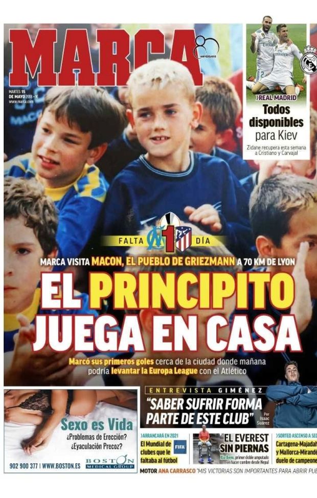 Prima Pagina, Marca: “Finale Europa League: il principino gioca in casa. Real Madrid: tutti disponibili per Kiev…” Prima Pagina, Marca: “Finale Europa League: il principino gioca in casa. Real Madrid: tutti disponibili per Kiev…”