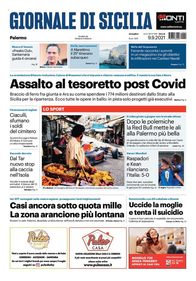 Prima Pagina, Giornale di Sicilia: “Raspadori e Kean rilanciano l’Italia” Prima Pagina, Giornale di Sicilia: “Raspadori e Kean rilanciano l’Italia”