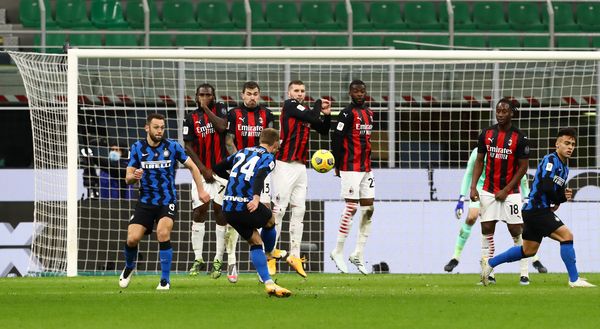 La punizione vincente di Eriksen in Coppa Italia contro il Milan La punizione vincente di Eriksen in Coppa Italia contro il Milan