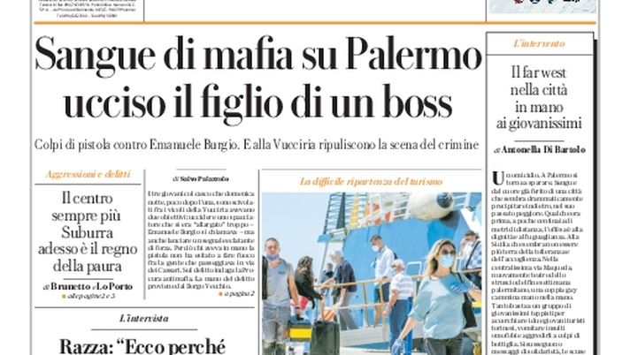 Prima Pagina, La Repubblica-Palermo: “Sangue di mafia su Palermo, ucciso il figlio di un boss” Prima Pagina, La Repubblica-Palermo: “Sangue di mafia su Palermo, ucciso il figlio di un boss”
