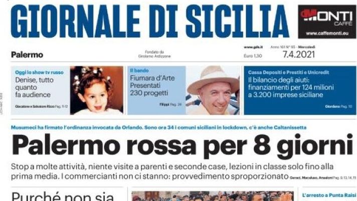 Prima Pagina, Giornale di Sicilia: “Palermo rossa per 8 giorni. Troppe aziende in crisi, protesta da Nord a Sud” 
