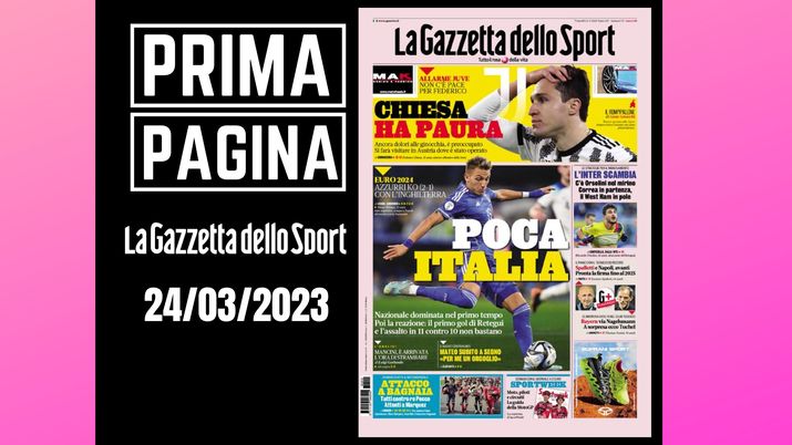 Prima pagina Gazzetta dello Sport: 'Poca Italia'