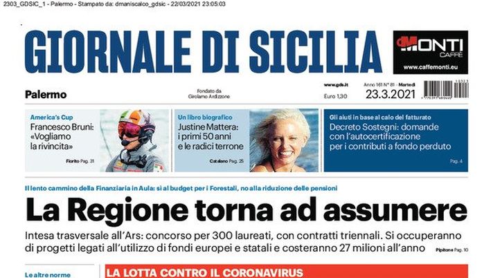 Prima Pagina, Giornale di Sicilia: “La Regione torna ad assumere. Dimezzati gli studenti contagiati in Sicilia” Prima Pagina, Giornale di Sicilia: “La Regione torna ad assumere. Dimezzati gli studenti contagiati in Sicilia”