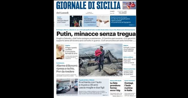 Prima Pagina, Giornale di Sicilia: “Putin, minacce senza tregua” Prima Pagina