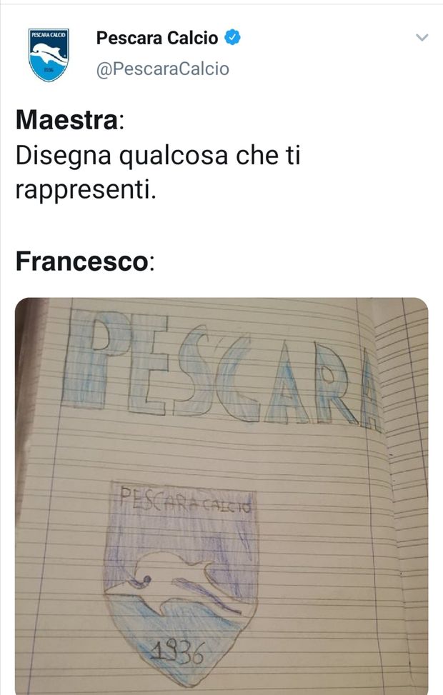 Il Pescara visto da un bimbo a scuola Il Pescara visto da un bimbo a scuola