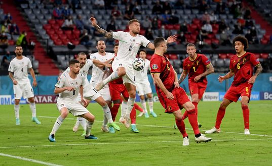 Azione durante la sfida fra Belgio e Italia. Azione durante la sfida fra Belgio e Italia.