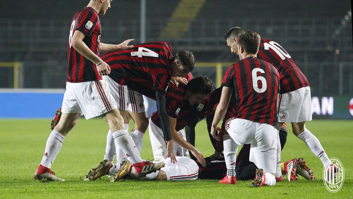 Un'esultanza del Milan Primavera