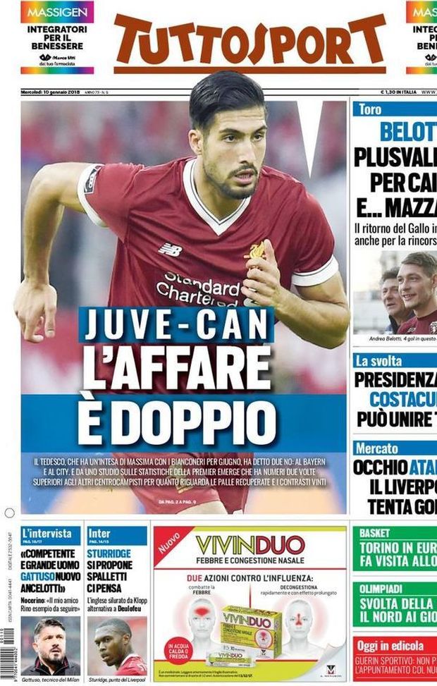 Prima Pagina, Tuttosport: “Juve-Can, l’affare è doppio. Belotti, plusvalenza per Cairo e… Mazzarri. Il Liverpool tenta Gomez” Prima Pagina, Tuttosport: “Juve-Can, l’affare è doppio. Belotti, plusvalenza per Cairo e… Mazzarri. Il Liverpool tenta Gomez”