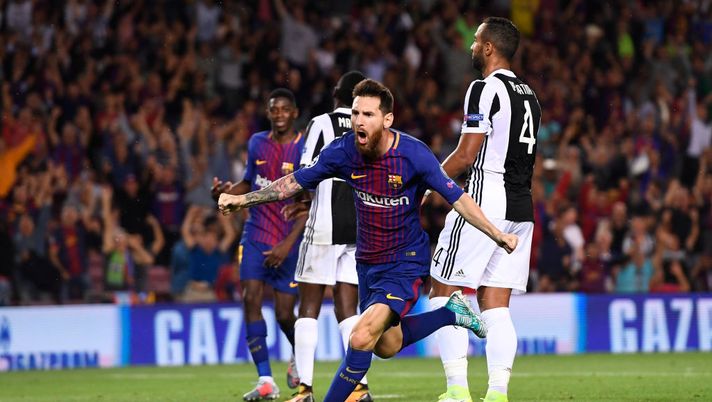 Lionel Messi of Barcelona celebrates scoring his sides first goal   Lionel Messi of Barcelona celebrates scoring his sides first goal