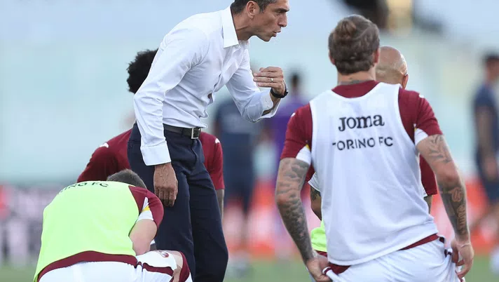 FLORENCE, ITALY - JULY 19: Moreno Longo manager of Torino FC gestures during the Serie A match between ACF Fiorentina and  Torino FC at Stadio Artemio Franchi on July 19, 2020 in Florence, Italy.  (Photo by Gabriele Maltinti/Getty Images)