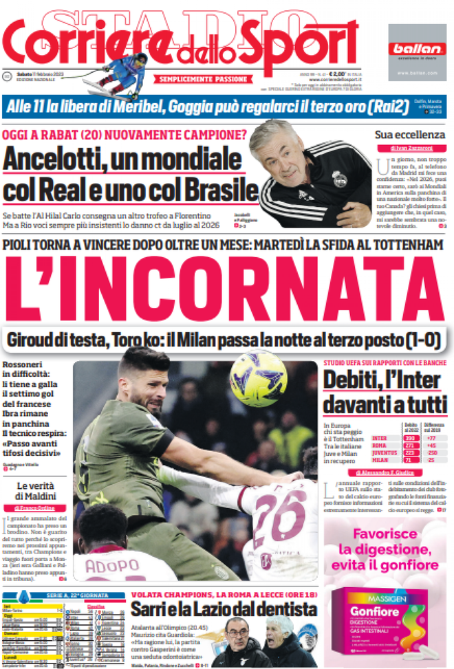 EDICOLA / CdS: Debiti, l’Inter davanti a tutti. Studio UEFA sul rapporto con le banche EDICOLA / CdS: Debiti, l’Inter davanti a tutti. Studio UEFA sul rapporto con le banche - immagine 1