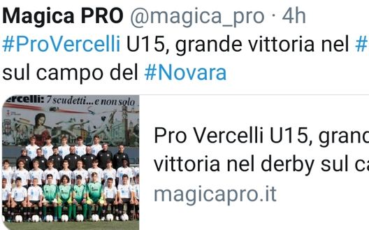 Derby Under 15: Novara-Pro Vercelli 1-2 Derby Under 15: Novara-Pro Vercelli 1-2
