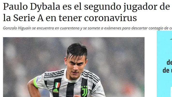 CORONAVIRUS – Secondo “El Nacional” anche Dybala sarebbe positivo al virus - immagine 1