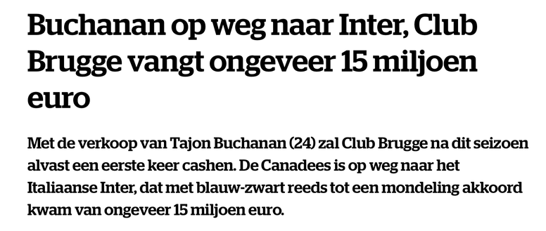 In Belgio: “Inter, accordo verbale per Buchanan: arriverà a giugno. Ecco le cifre”- immagine 3