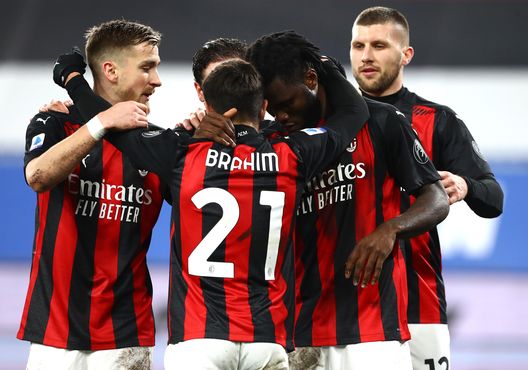 GENOA, ITALY - DECEMBER 06: Franck Kessie of AC Milan celebrates with team mate Brahim Diaz and Alexis Saelemaekers of AC Milan after scoring their sides first goal from the penalty spot during the Serie A match between UC Sampdoria and AC Milan at Stadio Luigi Ferraris on December 06, 2020 in Genoa, Italy. Sporting stadiums around Italy remain under strict restrictions due to the Coronavirus Pandemic as Government social distancing laws prohibit fans inside venues resulting in games being played behind closed doors. (Photo by Marco Luzzani/Getty Images) GENOA, ITALY - DECEMBER 06: Franck Kessie of AC Milan celebrates with team mate Brahim Diaz and Alexis Saelemaekers of AC Milan after scoring their sides first goal from the penalty spot during the Serie A match between UC Sampdoria and AC Milan at Stadio Luigi Ferraris on December 06, 2020 in Genoa, Italy. Sporting stadiums around Italy remain under strict restrictions due to the Coronavirus Pandemic as Government social distancing laws prohibit fans inside venues resulting in games being played behind closed doors. (Photo by Marco Luzzani/Getty Images)