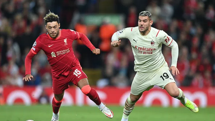 Theo Hernández (difensore AC Milan) durante Liverpool-Milan 3-2 (Champions League 2021-2022) | News (Getty Images)