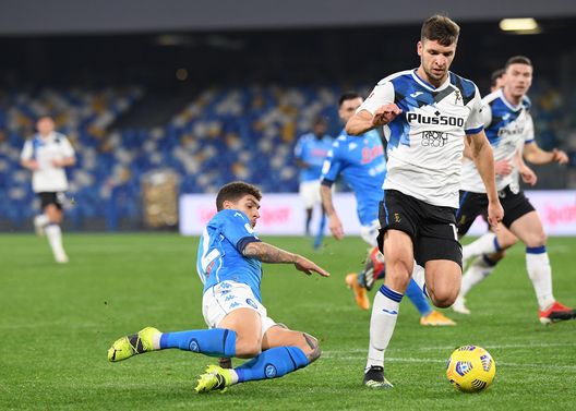  NAPLES, ITALY - FEBRUARY 03: Giovanni Di Lorenzo of Napoli during the Coppa Italia match between SSC Napoli and Atalanta BC at Stadio Diego Armando Maradona on February 03, 2021 in Naples, Italy. Sporting stadiums around Italy remain under strict restrictions due to the Coronavirus Pandemic as Government social distancing laws prohibit fans inside venues resulting in games being played behind closed doors. (Photo by SSC NAPOLI/SSC NAPOLI via Getty Images) 