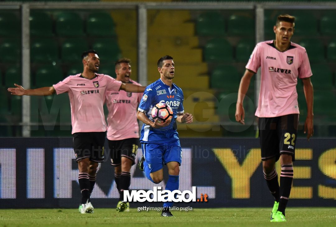  PALERMO, ITALY - MAY 28: Rade Krunic of Empoli reacts after scoring a goal during the Serie A match between US Citta di Palermo and Empoli FC at Stadio Renzo Barbera on May 28, 2017 in Palermo, Italy. (Photo by Tullio M. Puglia/Getty Images) 