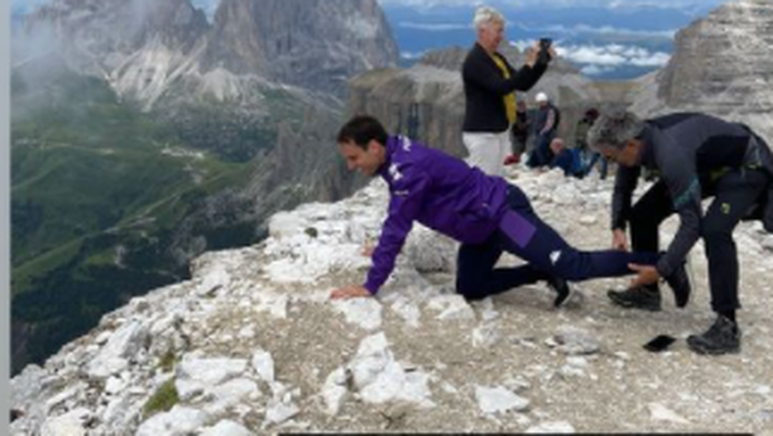 FOTO &#8211; Bonaventura impaurito dall&#8217;altezza e Rosati lo prende in giro&#8230; 