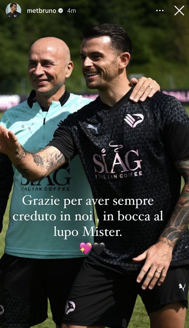 FOTO Palermo, Brunori saluta Corini: “Grazie per aver sempre creduto in noi”- immagine 2