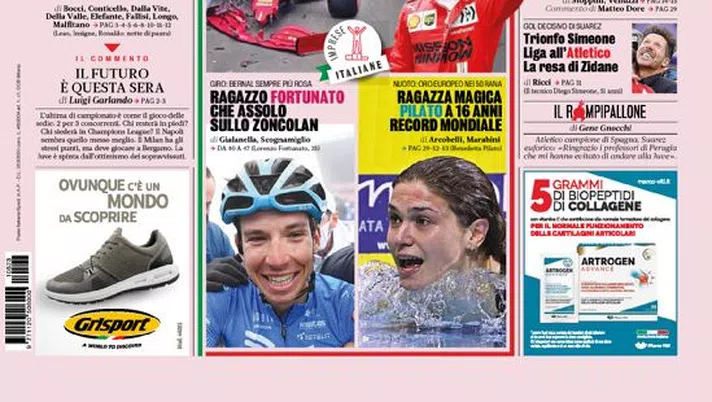 Prima Pagina, La Gazzetta dello Sport: “Thriller Champions. Milan, Napoli, Juve: 3 per 2 posti e&#8230; 50 milioni”