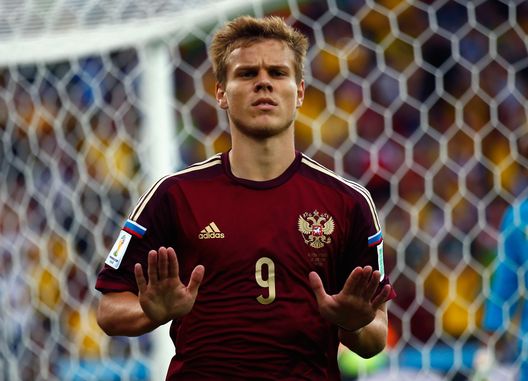 CURITIBA, BRAZIL - JUNE 26: Alexander Kokorin of Russia celebrates scoring his team's first goal during the 2014 FIFA World Cup Brazil Group H match between Algeria and Russia at Arena da Baixada on June 26, 2014 in Curitiba, Brazil. (Photo by Clive Rose/Getty Images) CURITIBA, BRAZIL - JUNE 26: Alexander Kokorin of Russia celebrates scoring his team's first goal during the 2014 FIFA World Cup Brazil Group H match between Algeria and Russia at Arena da Baixada on June 26, 2014 in Curitiba, Brazil. (Photo by Clive Rose/Getty Images)