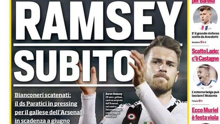 Prima Pagina, Corriere dello Sport: “Ramsey subito. De Paul per la Roma. Milan-Higuain, avanti insieme…” 
