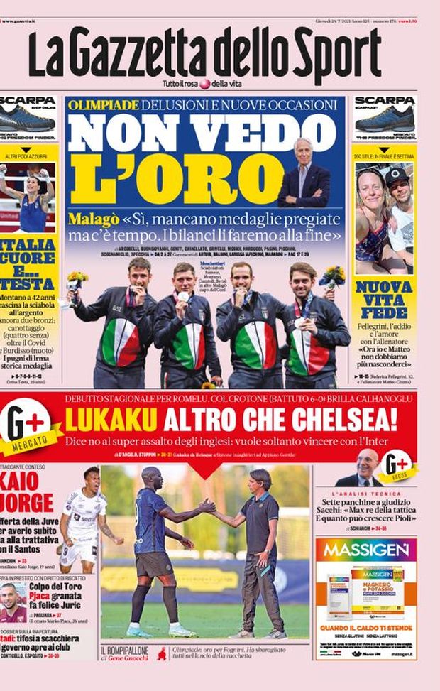 Prima Pagina, La Gazzetta dello Sport: “Lukaku, altro che Chelsea!”  Prima Pagina, La Gazzetta dello Sport: “Lukaku, altro che Chelsea!”