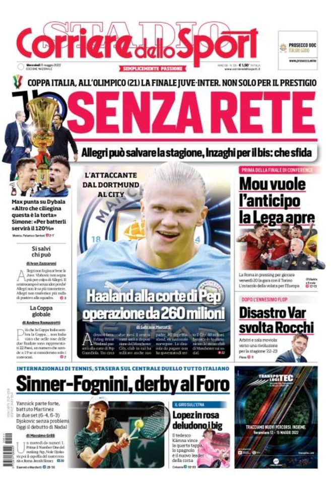 Il Corriere dello Sport, la prima pagina di oggi, mercoledì 11 maggio 2022