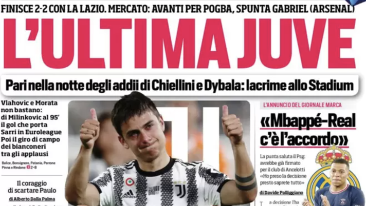 Prima Pagina, Corriere dello Sport: “L’ultima Juve, lacrime allo Stadium. Mbappé…”  prima pagina