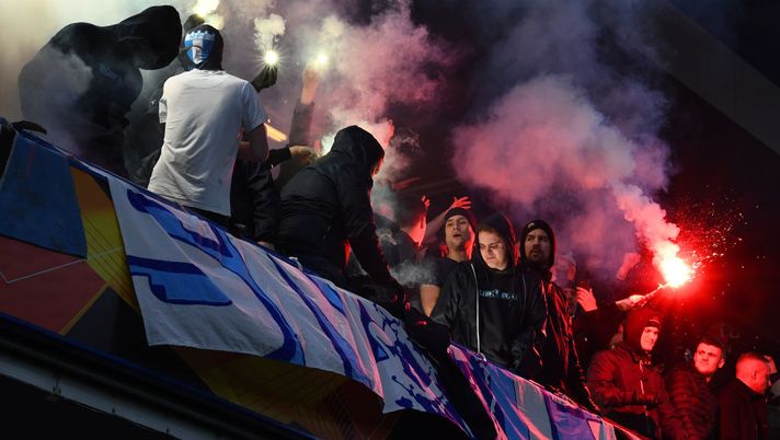 fuochi d'artificio per il derby del Ponte Oresund, in Malmoe-Copenaghen 1-1 