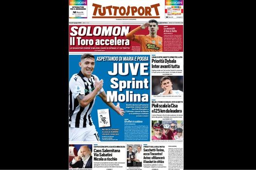 Prima Pagina, Tuttosport: “Juventus, sprint Molina. Aspettando Di Maria e Pogba Prima Pagina