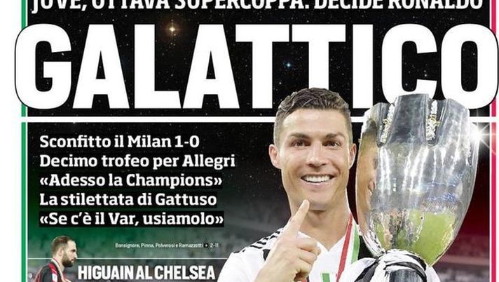 Prima Pagina, Corriere dello Sport: “Galattico. Modric all’Inter. Idea Napoli. Roma, Miranda…”  Prima Pagina, Corriere dello Sport: “Galattico. Modric all’Inter. Idea Napoli. Roma, Miranda…”