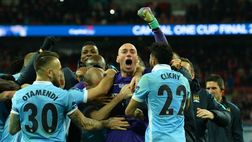 Capital One Cup: Manchester City vittorioso con un Caballero super, sconfitto il Liverpool ai rigori