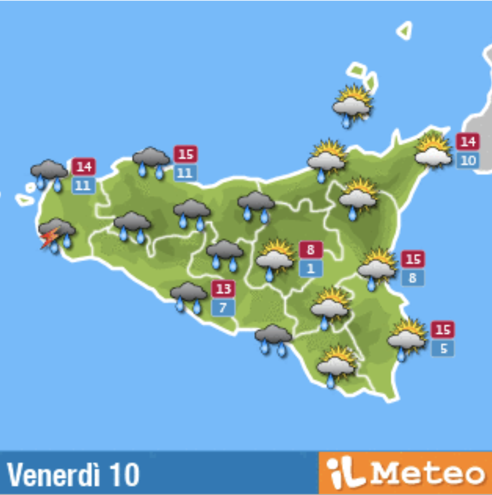 Meteo, Palermo: pioggia costante e nubi sparse, le previsioni di venerdì 10 dicembre  meteo