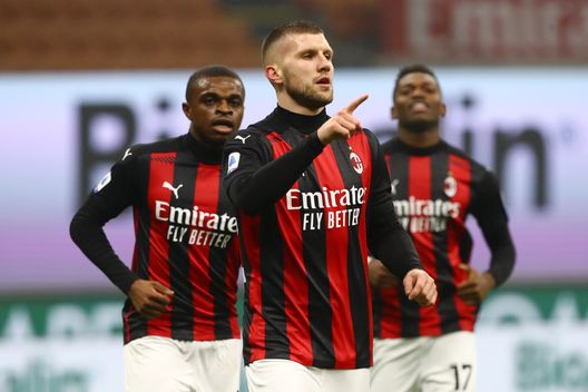 MILAN, ITALY - DECEMBER 23: Ante Rebic of AC Milan celebrates after scoring their sides first goal during the Serie A match between AC Milan and SS Lazio at Stadio Giuseppe Meazza on December 23, 2020 in Milan, Italy. Sporting stadiums around Italy remain under strict restrictions due to the Coronavirus Pandemic as Government social distancing laws prohibit fans inside venues resulting in games being played behind closed doors. (Photo by Marco Luzzani/Getty Images) MILAN, ITALY - DECEMBER 23: Ante Rebic of AC Milan celebrates after scoring their sides first goal during the Serie A match between AC Milan and SS Lazio at Stadio Giuseppe Meazza on December 23, 2020 in Milan, Italy. Sporting stadiums around Italy remain under strict restrictions due to the Coronavirus Pandemic as Government social distancing laws prohibit fans inside venues resulting in games being played behind closed doors. (Photo by Marco Luzzani/Getty Images)