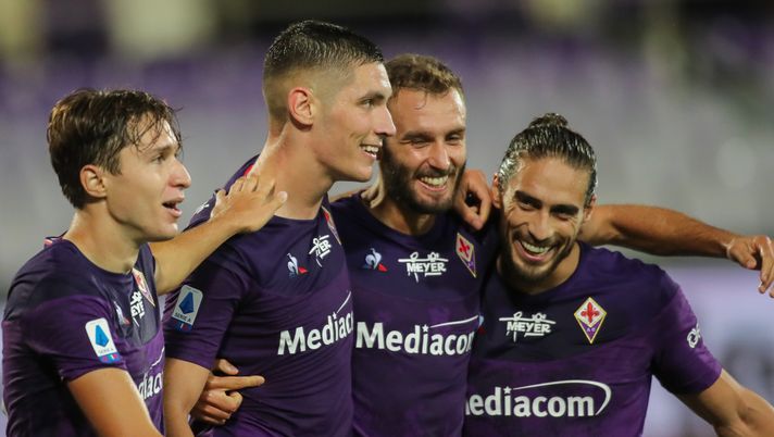 GERMOGLI PH: 29 LUGLIO 2020 FIRENZE STADIO ARTEMIO FRANCHI SERIE A FIORENTINA VS BOLOGNA NELLA FOTO GOL ESULTANZA MILENKOVIC 